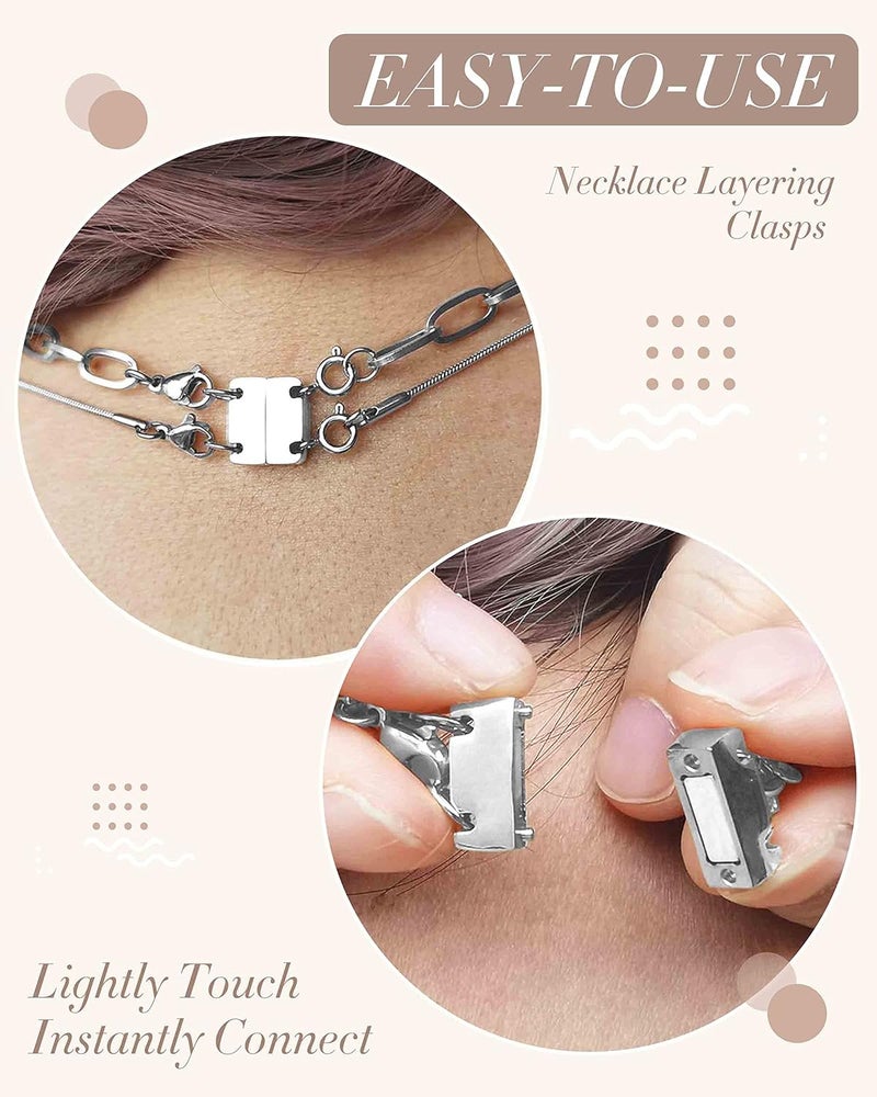 OHINGLT Layered Necklace Clasp 18K Gold and Silver Necklace Separator for Layering, Multiple Jewelry Clasps and Closures for Women - Image 2